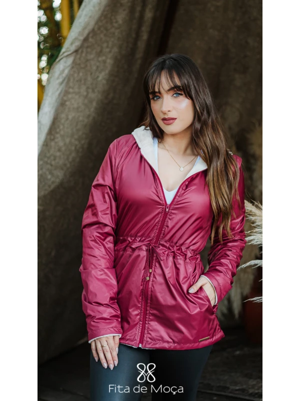 PARKA CORTA VENTO FORRADA COR/BORDO/TAM/M