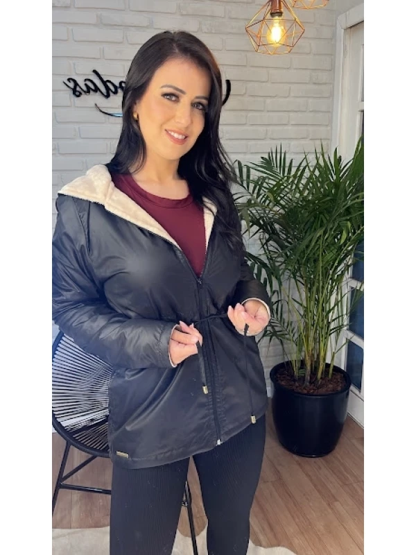 PARKA CORTA VENTO FORRADA COR/PRETA/TAM/P