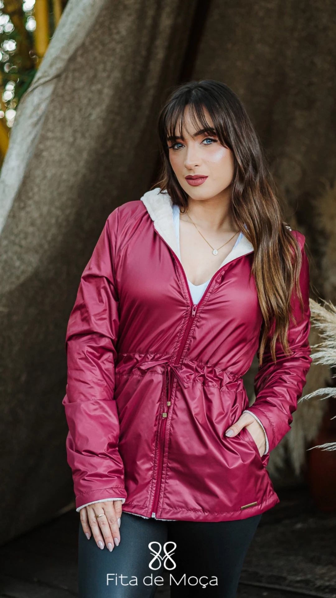 PARKA CORTA VENTO FORRADA COR/BORDO/TAM/M