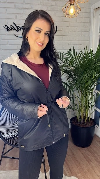 PARKA CORTA VENTO FORRADA COR/PRETA/TAM/P