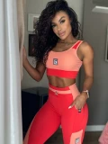CONJUNTO TOP E LEGGING SPLIT VERMELHO/CORAL TAM/M